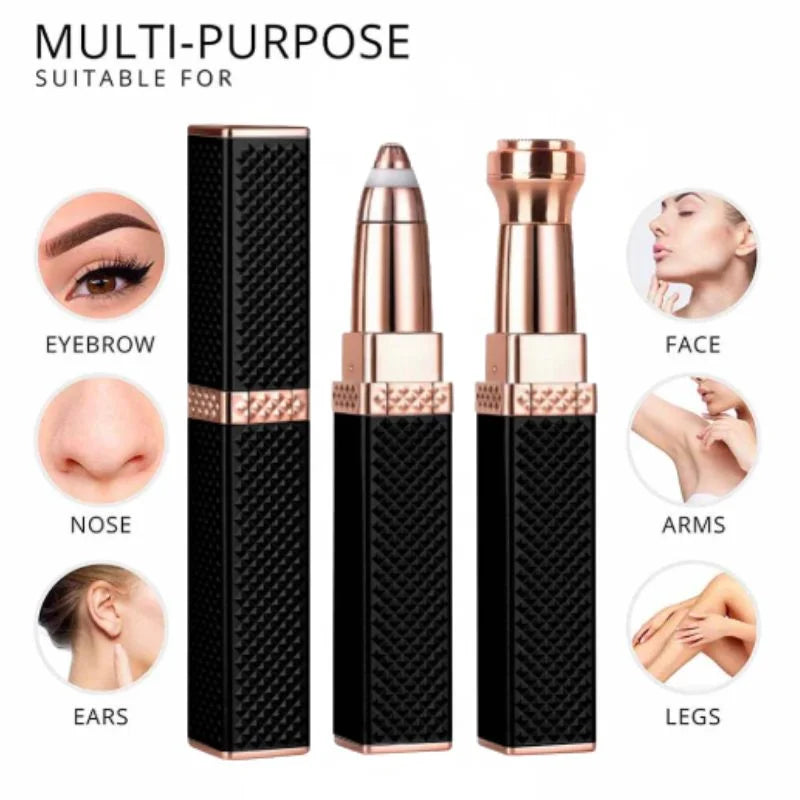 2-in-1 Flawless Facial Hair Remover & Eyebrow Trimmer | HIGH QUALITY | USB Rechargeable, Painless & Portable | Black