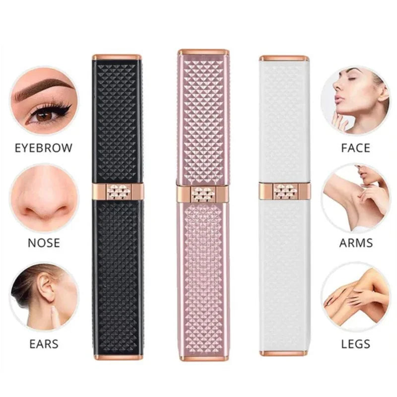 2-in-1 Flawless Facial Hair Remover & Eyebrow Trimmer | HIGH QUALITY | USB Rechargeable, Painless & Portable | Black